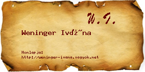 Weninger Ivána névjegykártya